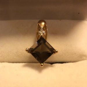 Brown topaz and diamond pendant